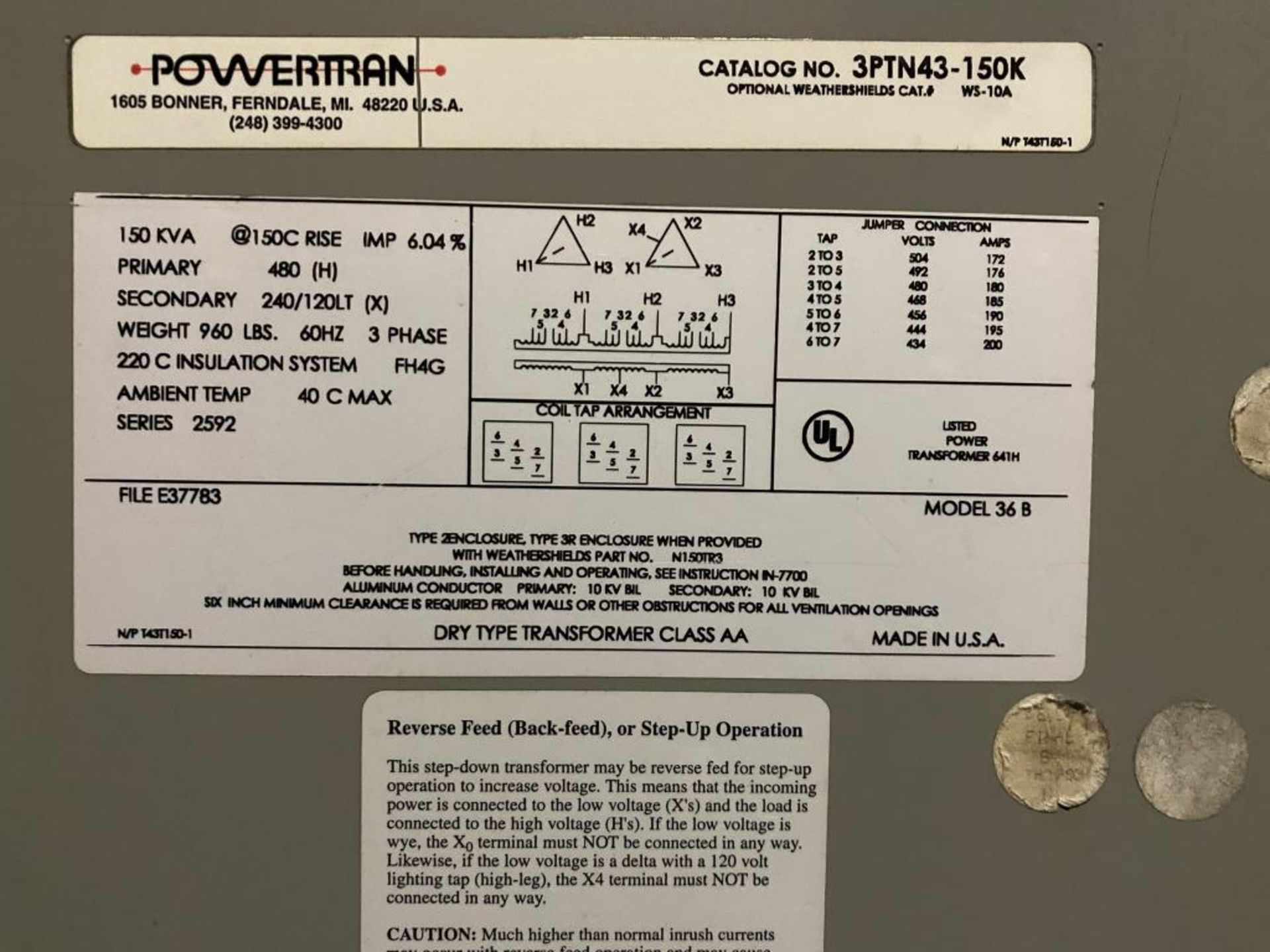 PowerTran Transformer - Image 2 of 2