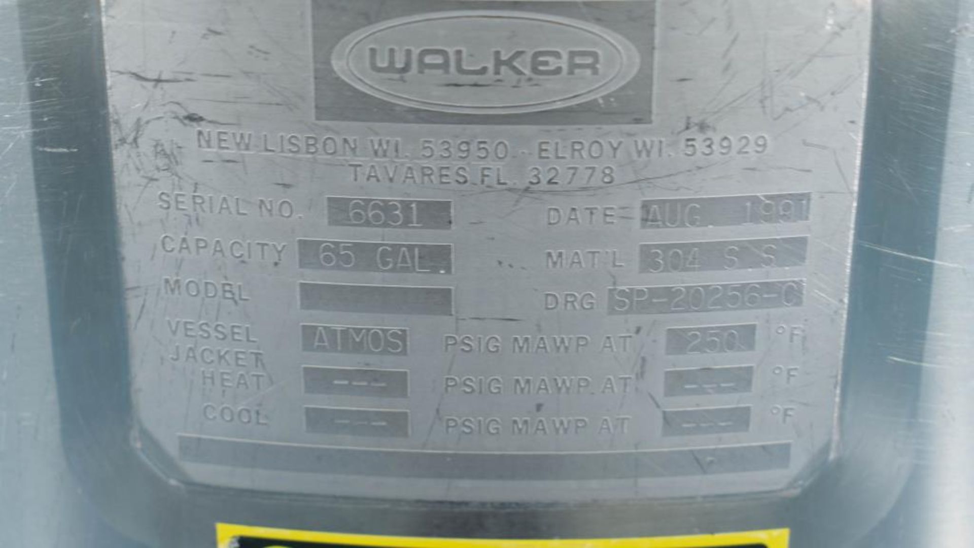 Walker 65 Gallon Stainless Steel Mixing Tank - Image 11 of 12