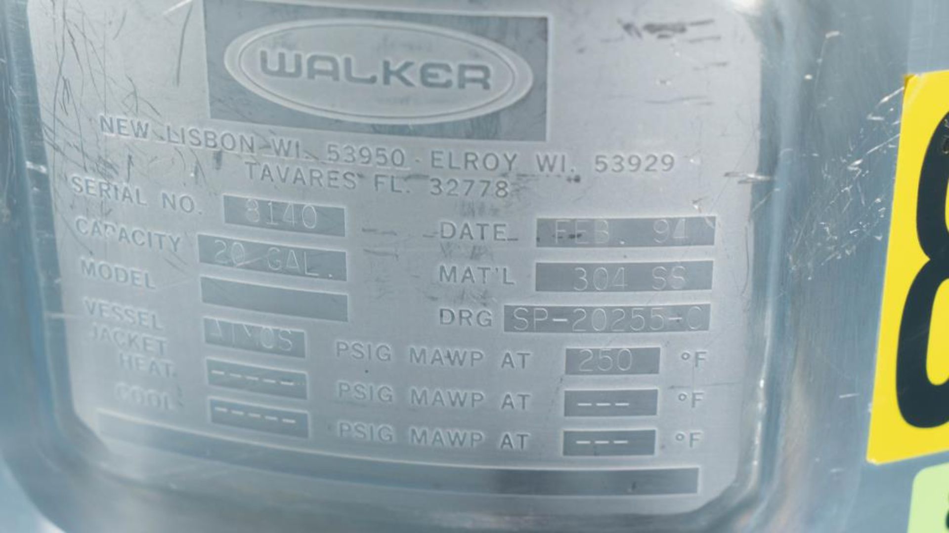 Walker 20 Gallon Stainless Steel Mixing Tank - Image 7 of 8