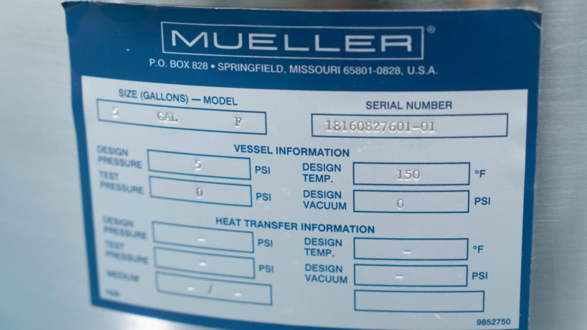 Mueller 5 Gallon Stainless Steel Tank - Image 7 of 7
