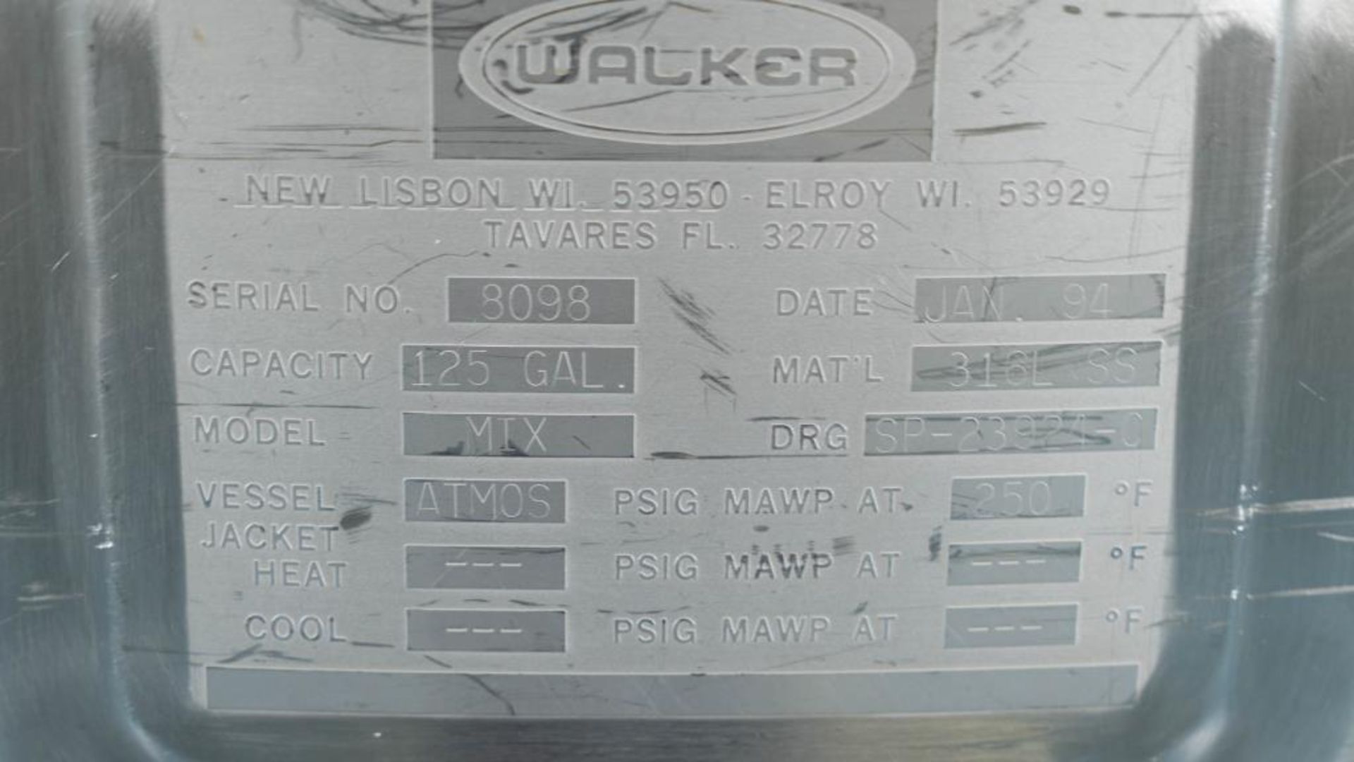 Walker 125 Gallon Stainless Steel Mixing Tank - Image 12 of 13