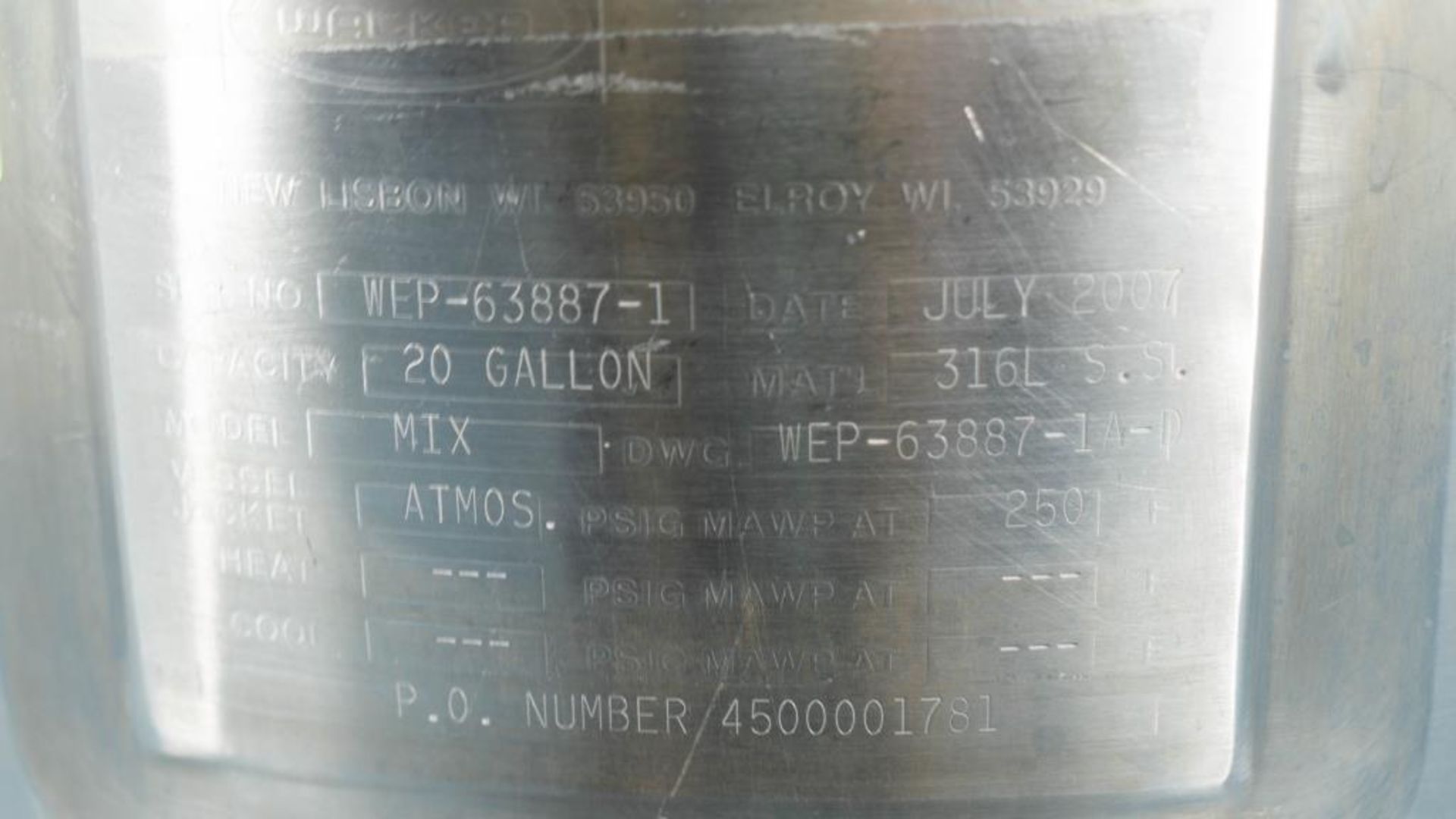 Walker 20 Gallon Stainless Steel Mixing Tank - Image 7 of 8