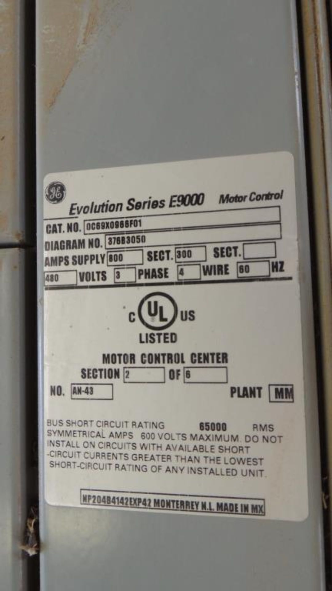 GE Motor Control Center - Image 15 of 16