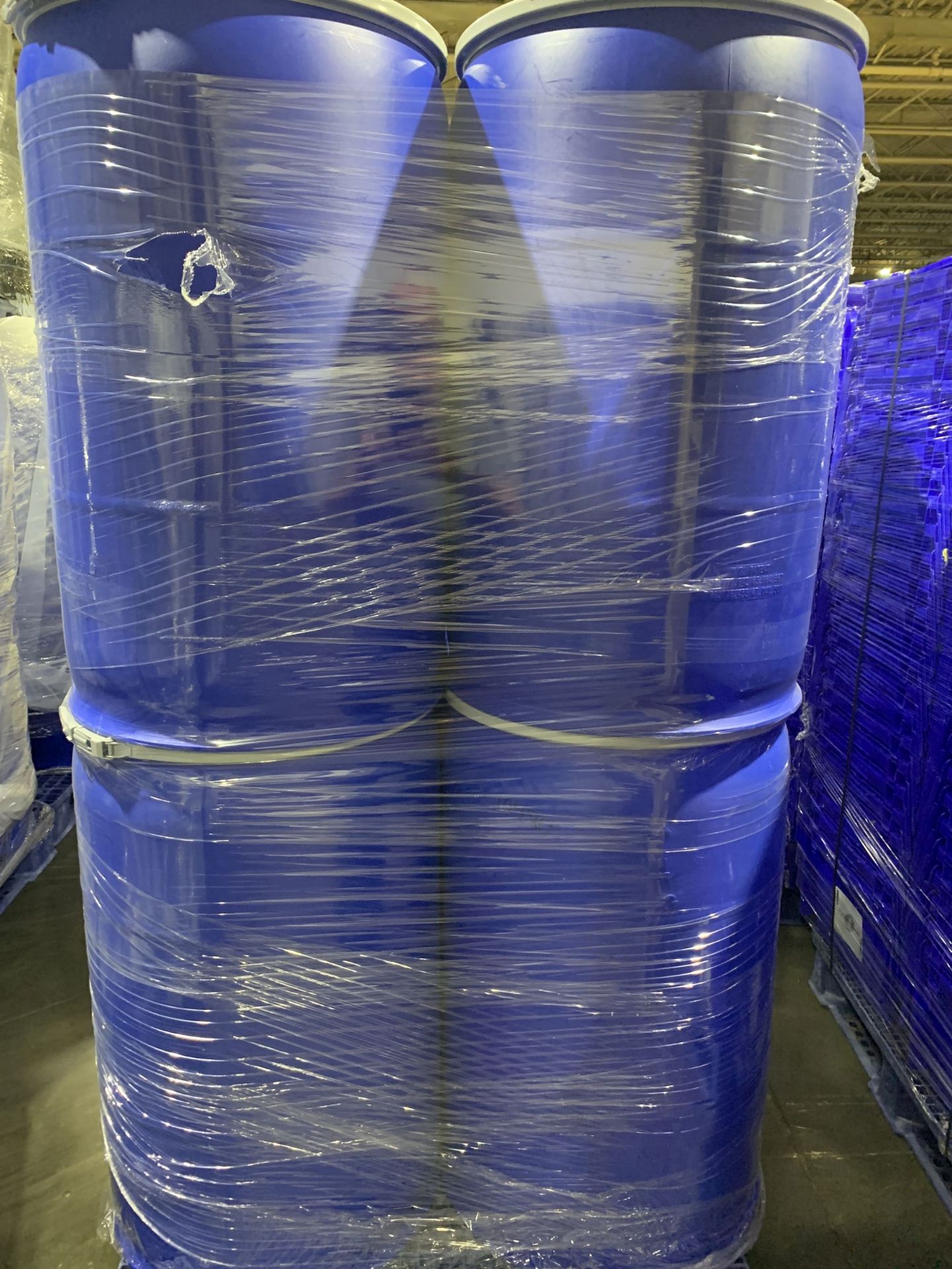 Uline 55 Gallon Blue Plastic Drums - Image 3 of 4