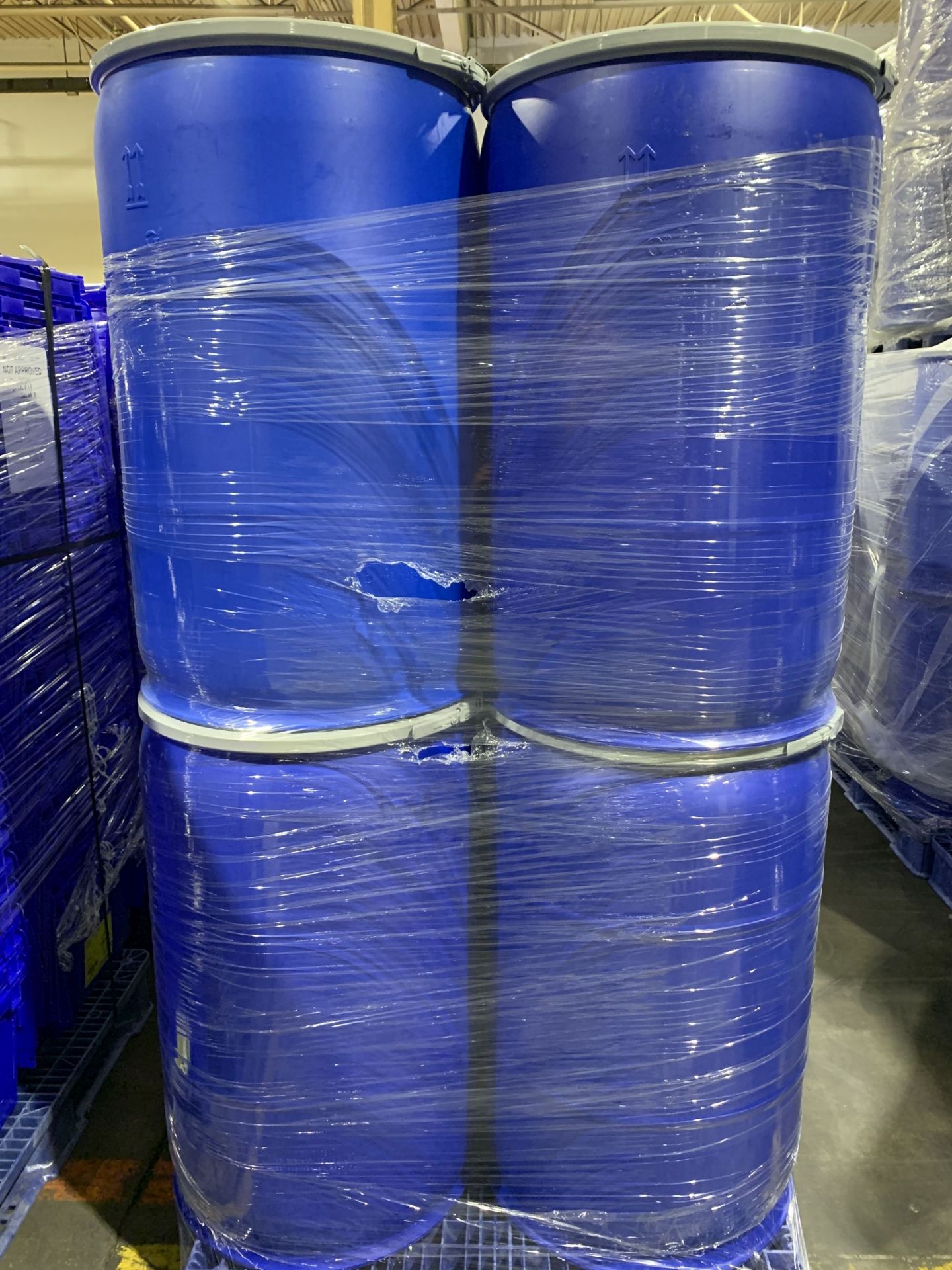 Uline 55 Gallon Blue Plastic Drums