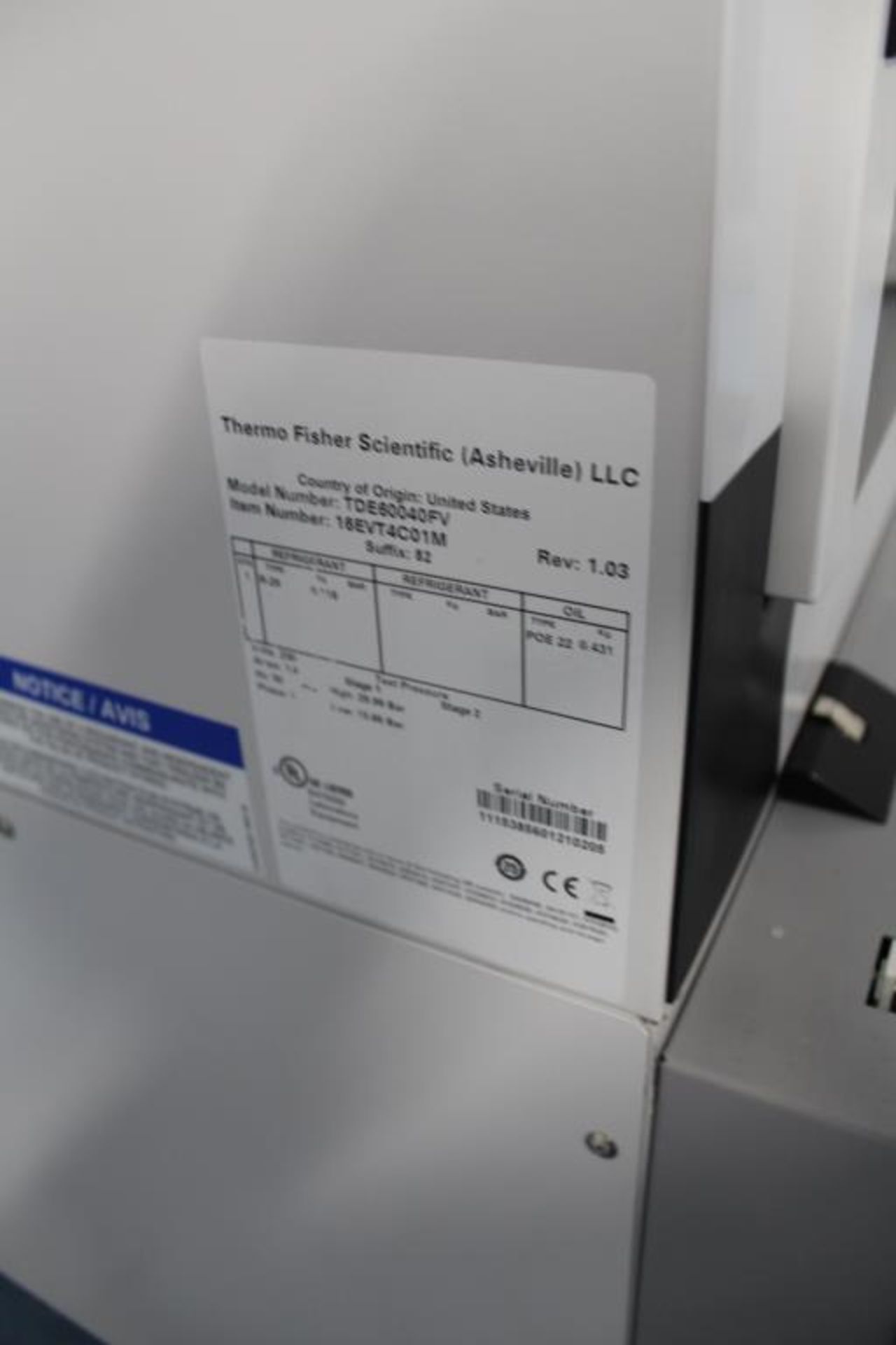 Thermo Scientific Freezer - Image 3 of 3