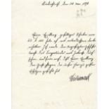 OTTO VON BISMARCK (1815-1898) Autograph letter signed "v. Bismarck" Friedrichsruh, 24 May 1896