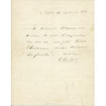 GIUSEPPE GARIBALDI (1807-1882) Piece signed "G. Garibaldi" Naples 14 September 1860