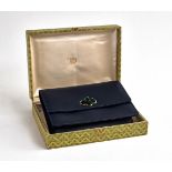 ART DECO CARTIER LEATHER CLUTCH BAG WITH GOLD CLASP DECORATED WITH ANTIQUE CHINESE JADE BEADS AND CA