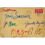 PABLO PICASSO (1881-1973) Autograph envelope to Madame Inès SASSIER. Envoi "Picasso" on the back.