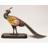 MULLER FRERES (ESTABLISHED 1895-1933) LEON CHAPELLE Peacock table lamp