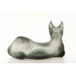 CLAUDE L'HOSTE (1929-2009) FOR DAUM Grey pate de verre seated cat