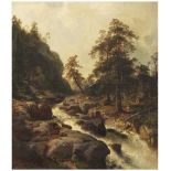 EDVARD BERGH (1828-1880) Mountainous landscape with waterfall