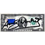 ANDY WARHOL (1928-1987) A two-dollars bill signed by Andy Warhol, 1976