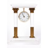 ARTEPLAS FIREPLACE CLOCK IN THE FORM OF TWO ANTIQUE LUCITE COLUMNS
