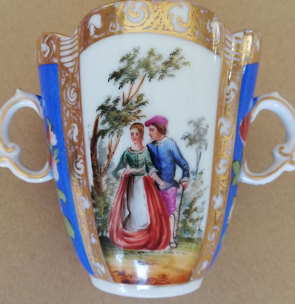 DOUBLE HANDLED PORCELAIN CUP AND SAUCER, 19th century - Image 4 of 4