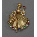 GOLD, DIAMOND, RUBY, SAPPHIRE, EMERALD, AND CITRINE BROOCH