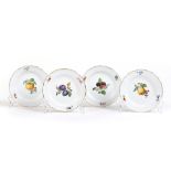 MEISSEN PORCELAIN FOUR PLATES WITH FRUIT DECORATION, circa 1924 - 1933 MEISSEN ROYAL MANUFACTORY, 4