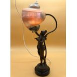 BRONZE AND MOTHER-OF-PEARL TABLE LAMP