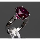 RED TOURMALINE AND DIAMOND RING