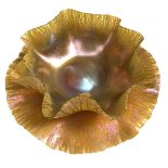 LOUIS COMFORT TIFFANY (1848-1933) Iridescent stretch glass ruffled bowl with matching plate