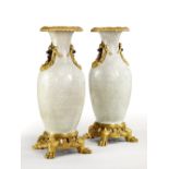 PAIR OF CHINESE CELADON BALUSTER VASES, LATE NAPOLEON III PERIOD