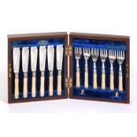 FIELD & SON LTD, AYLESBURY ART DECO SILVER AND BONE CUTLERY SET, 12 pieces