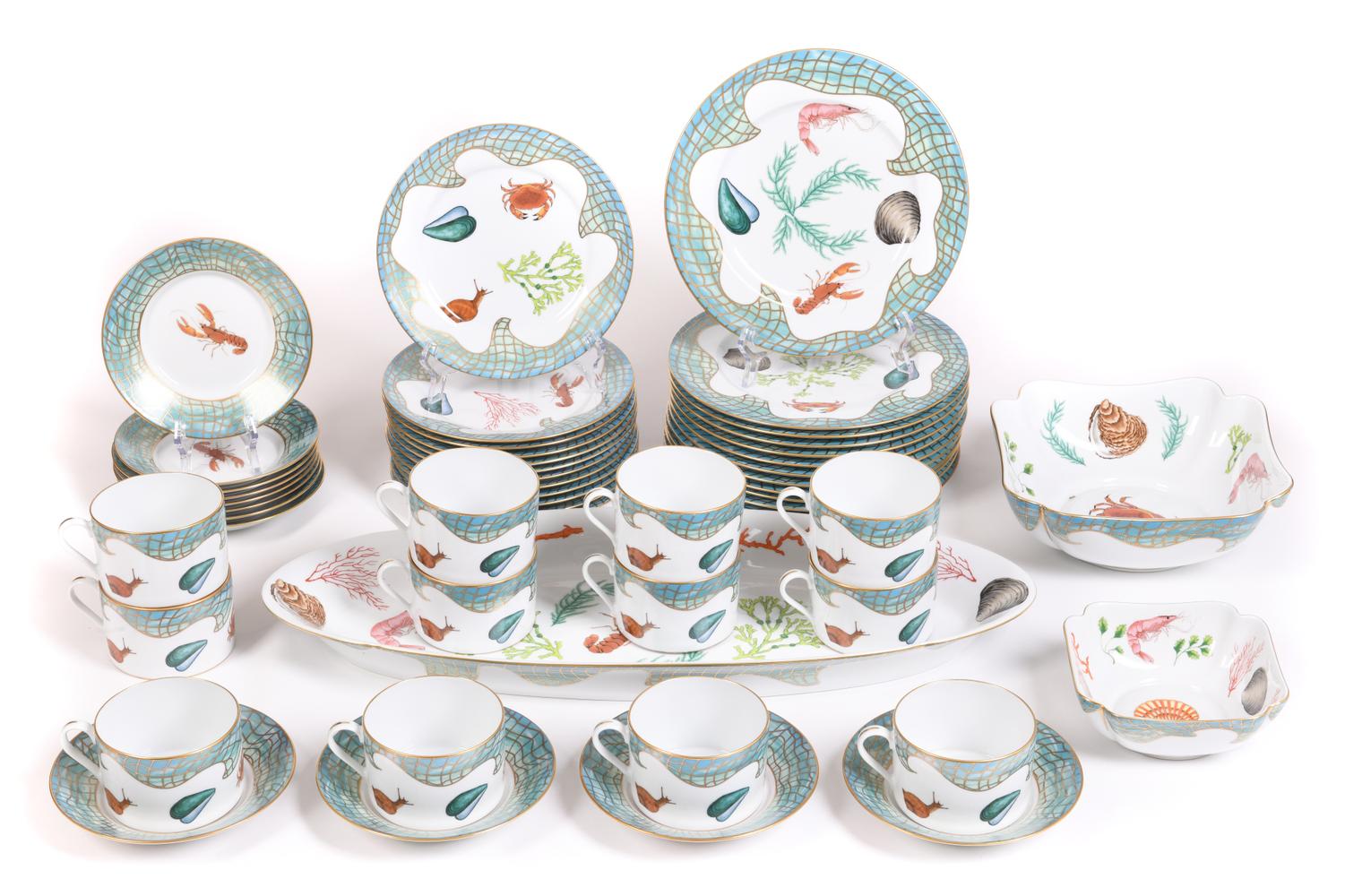 LYNN CHASE DESIGNS ‘SAINT TROPEZ’ PORCELAIN TABLE SERVICE, 51 pieces