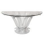 LALIQUE CACTUS HALF-MOON CONSOLE TABLE