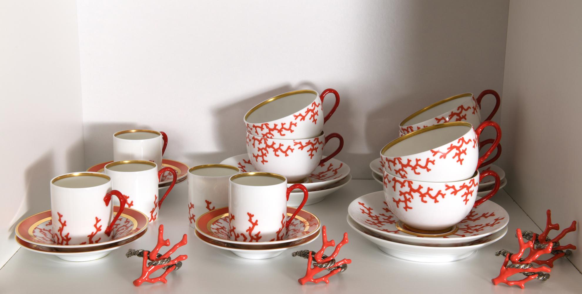 RAYNAUD FRANCE ‘CRISTOBAL RED CORAL’ LIMOGES PORCELAIN TABLE SERVICE, 141 pieces - Image 3 of 8