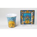 VERSACE & ROSENTHAL ‘LES TRESORS DE LA MER’ PORCELAIN VASE AND RECTANGULAR PLATE