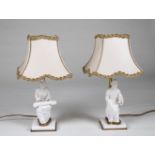 A PAIR OF FIGURAL CHINOISERIE TABLE LAMPS