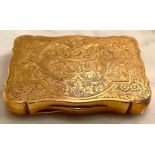 18K GOLD SNUFF BOX ENGRAVED WITH FLOWERS AND FOLIAGE
