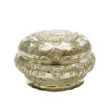 SILVER OVAL SUGAR BOWL WITH LID WITH ROCAILLE MOTIFS (+)