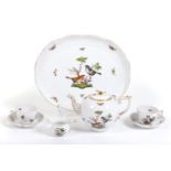 HEREND ‘TÊTE-À-TÊTE’ COFFEE SERVICE WITH BIRD decoration HEREND PORCELAIN FACTORY, 7 pieces