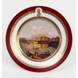 A PORCELAIN PLATE WITH A HAND PAINTED VIEW OF THE KAMENNOSTROVSKY ISLAND PALACE
