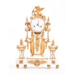 IMPORTANT FRENCH LOUIS XVI STYLE GILT BRONZE AND MARBLE MANTEL CLOCK, 19th century