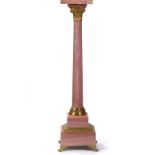 PINK MARBLE COLUMN PEDESTAL WITH CORINTHIAN CAPITAL, late 19th - early 20th century