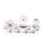 HEREND TEA PORCELAIN SERVICE WITH PHEASANTS AND INSECTS HEREND PORCELAIN FACTORY, 21 pieces
