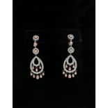 BOUCHERON CINNA PAMPILLES CHANDELIER EARRINGS IN 18K WHITE GOLD AND DIAMONDS WITH CORALS