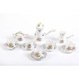 HEREND PORCELAIN FACTORY HEREND COFFEE PORCELAIN SERVICE WITH PHEASANTS AND INSECTS