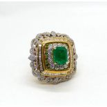 EMERALD AND DIAMOND RING (WITH CERTIFICATE)