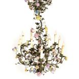 LOUIS XV STYLE TWELVE-LIGHT CHANDELIER WITH PORCELAIN FLOWERS