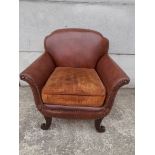 An Antique Leather Studded Chair