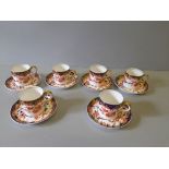 6 Royal Crown Derby Coffee Cans & Saucers