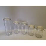 5 Storage Jars With Clip Top Lids