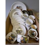 Wood & Sons Yuan Blue & White Fruit Bowl & Swinnertons Harvest Fruit Dinner & Teaware Etc