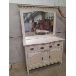 A Painted Art Nouveau Sideboard H93cm x W121cm x D48cm & Large Separate Matching Mirror H101cm x