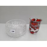 A Crystal Fruit Bowl & Glass/Leaded Candleholder