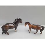 2 Beswick Horses - One Chipped On Ear